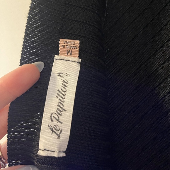 Le Papillon Black Ribbed Mini Dress - Picture 5 of 5